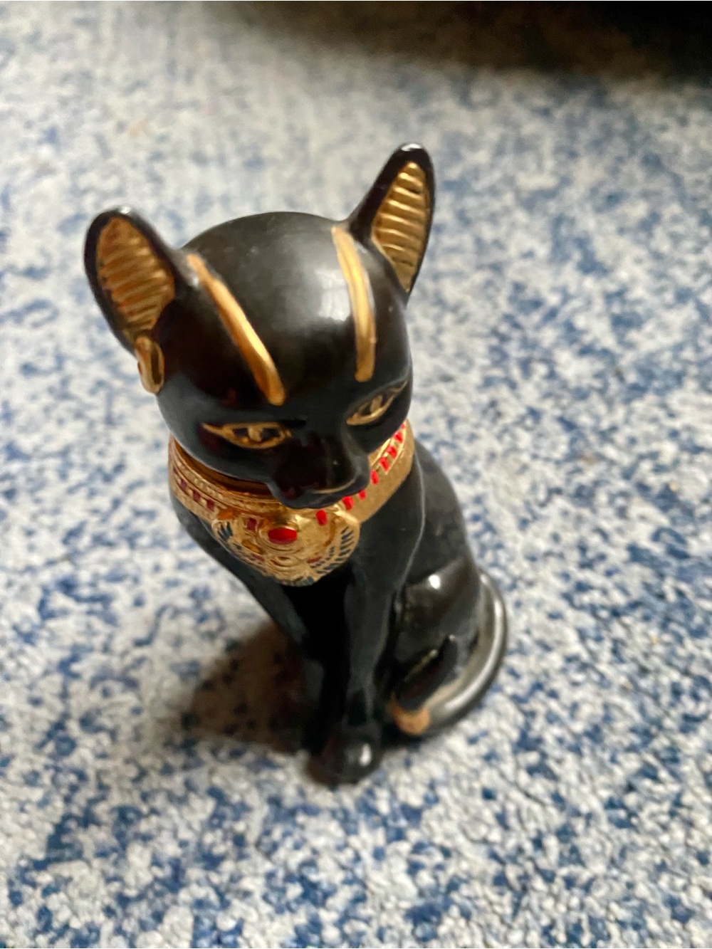 Vtg Lenox EGYPTIAN CAT GODDESS FIGURINE Porcelain Black Gold Accent 1995 Retired - Picture 5 of 12